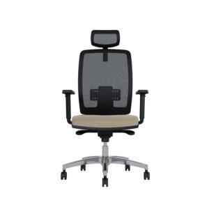 Bürodrehstuhl Cometa | Rückenlehne mit Netzbezug | Tiefenverstellbarer Sitz | Mit Kopfstütze | Höhenverstellbare Armlehnen | Aluminiumfußkreuz