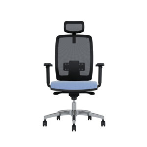 Bürodrehstuhl Cometa | Rückenlehne mit Netzbezug | Tiefenverstellbarer Sitz | Mit Kopfstütze | Höhenverstellbare Armlehnen | Aluminiumfußkreuz
