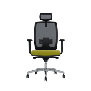 Bürodrehstuhl Cometa | Rückenlehne mit Netzbezug | Tiefenverstellbarer Sitz | Mit Kopfstütze | Höhenverstellbare Armlehnen | Aluminiumfußkreuz