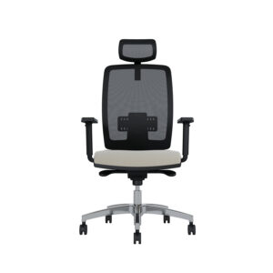 Bürodrehstuhl Cometa | Rückenlehne mit Netzbezug | Tiefenverstellbarer Sitz | Mit Kopfstütze | Höhenverstellbare Armlehnen | Aluminiumfußkreuz