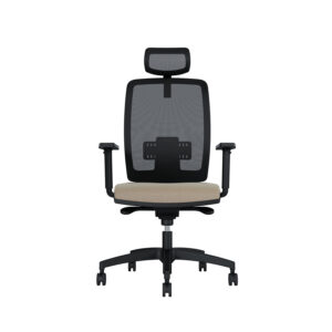 Bürodrehstuhl Cometa | Rückenlehne mit Netzbezug | Tiefenverstellbarer Sitz | Mit Kopfstütze | Höhenverstellbare Armlehnen | Kunststofffußkreuz