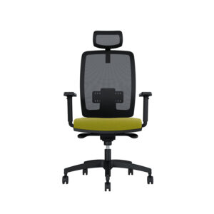 Bürodrehstuhl Cometa | Rückenlehne mit Netzbezug | Tiefenverstellbarer Sitz | Mit Kopfstütze | Höhenverstellbare Armlehnen | Kunststofffußkreuz