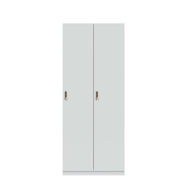 Lodge Pren | 2 Schließfächer nebeneinander mit jeweils 2 festen Fachböden und 1 Kleiderstange| Mit digitalem Zahlenkombinationsschloss | H 1970 x B 800 x T 500 mm