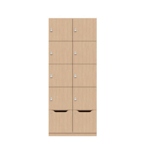Lodge Pren | Mit 2 Abteilen mit je 4 Schließfächern übereinander und einer ergonomischen Schublade | Mit Zylinderschloss | H 1970 x B 800 x T 500 mm