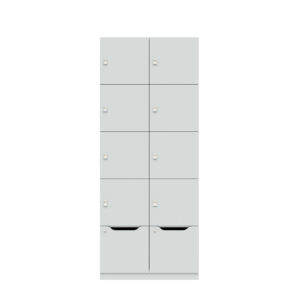 Lodge Pren | Mit 2 Abteilen mit je 4 Schließfächern übereinander und einer ergonomischen Schublade | Mit Zylinderschloss | H 1970 x B 800 x T 500 mm