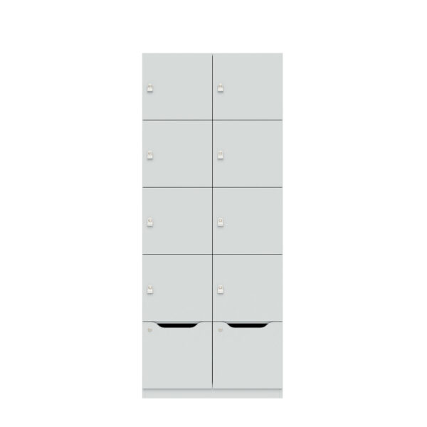 Lodge Pren | Mit 2 Abteilen mit je 4 Schließfächern übereinander und einer ergonomischen Schublade | Mit Zylinderschloss | H 1970 x B 800 x T 500 mm