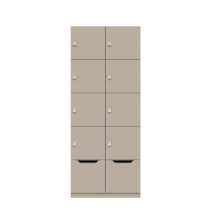Lodge Pren | Mit 2 Abteilen mit je 4 Schließfächern übereinander und einer ergonomischen Schublade | Mit Zylinderschloss | H 1970 x B 800 x T 500 mm