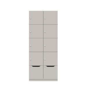 Lodge Pren | Mit 2 Abteilen mit je 4 Schließfächern übereinander und einer ergonomischen Schublade | Mit Zylinderschloss | H 1970 x B 800 x T 500 mm
