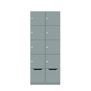Lodge Pren | Mit 2 Abteilen mit je 4 Schließfächern übereinander und einer ergonomischen Schublade | Mit Zylinderschloss | H 1970 x B 800 x T 500 mm