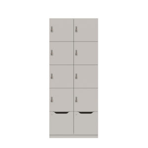 Lodge Pren | Mit 2 Abteilen mit je 4 Schließfächern übereinander und einer ergonomischen Schublade| Mit mechanischem M2 Zahlenkombinationsschloss | H 1970 x B 800 x T 500 mm