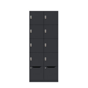 Lodge Pren | Mit 2 Abteilen mit je 4 Schließfächern übereinander und einer ergonomischen Schublade| Mit mechanischem M2 Zahlenkombinationsschloss | H 1970 x B 800 x T 500 mm
