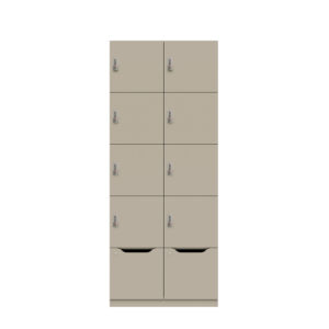 Lodge Pren | Mit 2 Abteilen mit je 4 Schließfächern übereinander und einer ergonomischen Schublade| Mit mechanischem M3 Zahlenkombinationsschloss | H 1970 x B 800 x T 500 mm