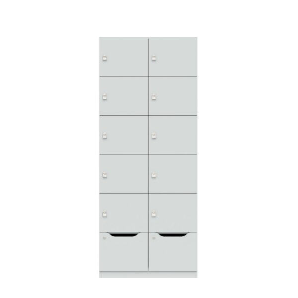 Lodge Pren | Mit 2 Abteilen mit je 5 Schließfächern übereinander und einer ergonomischen Schublade | Mit Zylinderschloss | H 1970 x B 800 x T 500 mm