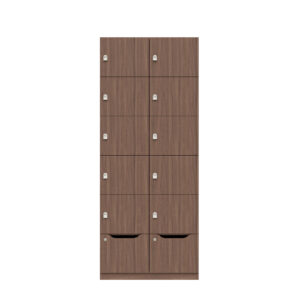 Lodge Pren | Mit 2 Abteilen mit je 5 Schließfächern übereinander und einer ergonomischen Schublade | Mit Zylinderschloss | H 1970 x B 800 x T 500 mm