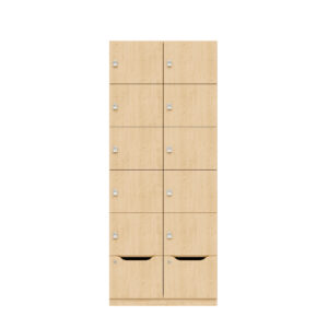 Lodge Pren | Mit 2 Abteilen mit je 5 Schließfächern übereinander und einer ergonomischen Schublade | Mit Zylinderschloss | H 1970 x B 800 x T 500 mm