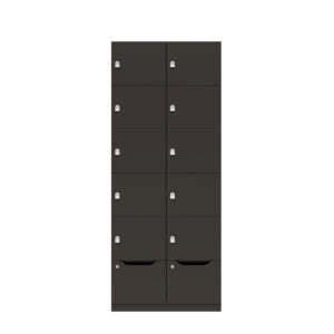 Lodge Pren | Mit 2 Abteilen mit je 5 Schließfächern übereinander und einer ergonomischen Schublade | Mit Zylinderschloss | H 1970 x B 800 x T 500 mm