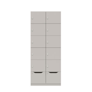 Lodge Pren | Mit 2 Abteilen mit je 5 Schließfächern übereinander und einer ergonomischen Schublade | Mit Zylinderschloss | H 1970 x B 800 x T 500 mm