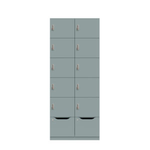 Lodge Pren | Mit 2 Abteilen mit je 5 Schließfächern übereinander und einer ergonomischen Schublade| Mit mechanischem M2 Zahlenkombinationsschloss | H 1970 x B 800 x T 500 mm
