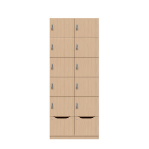 Lodge Pren | Mit 2 Abteilen mit je 5 Schließfächern übereinander und einer ergonomischen Schublade| Mit mechanischem M3 Zahlenkombinationsschloss | H 1970 x B 800 x T 500 mm
