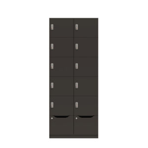 Lodge Pren | Mit 2 Abteilen mit je 5 Schließfächern übereinander und einer ergonomischen Schublade| Mit mechanischem M3 Zahlenkombinationsschloss | H 1970 x B 800 x T 500 mm