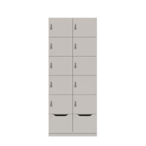 Lodge Pren | Mit 2 Abteilen mit je 5 Schließfächern übereinander und einer ergonomischen Schublade| Mit mechanischem M3 Zahlenkombinationsschloss | H 1970 x B 800 x T 500 mm