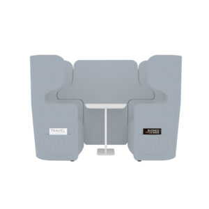 Raum in Raum Lösung Vivo | Zweisitzer | Mit weißem Anstelltisch | Hohe Rückenlehne | 2 Seitentaschen