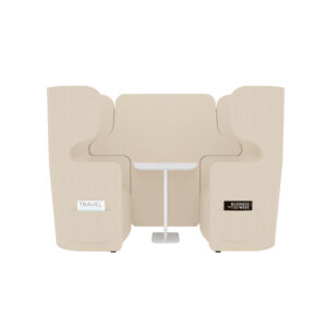 Raum in Raum Lösung Vivo | Zweisitzer | Mit weißem Anstelltisch | Hohe Rückenlehne | 2 Seitentaschen