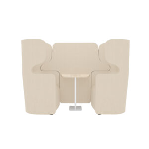 Raum in Raum Lösung Vivo | Zweisitzer | Mit weißem Anstelltisch und Tischoberfläche in Eiche-Dekor | Hohe Rückenlehne