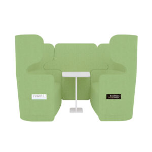 Raum in Raum Lösung Vivo | Viersitzer | Mit weißem Anstelltisch | Hohe Rückenlehne | 2 Seitentaschen