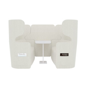 Raum in Raum Lösung Vivo | Viersitzer | Mit weißem Anstelltisch | Hohe Rückenlehne | 2 Seitentaschen