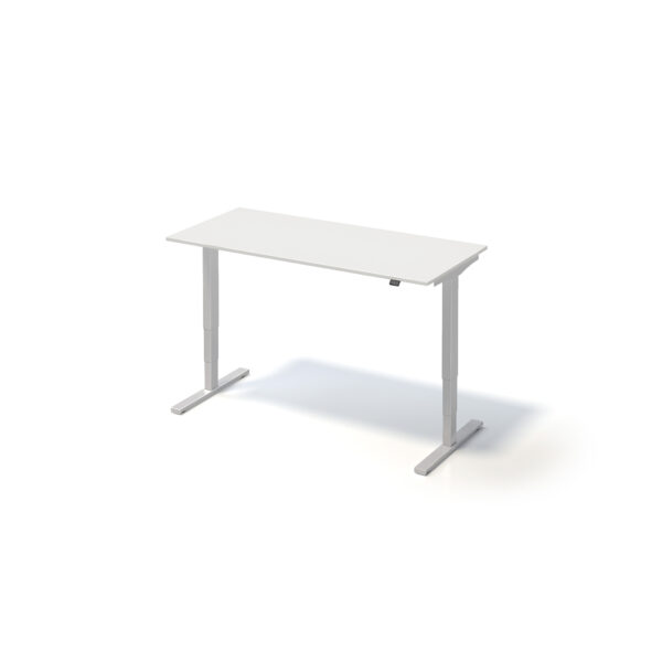 Varia Schreibtisch Single | B 1200 | Gestell Silber | Platte Weiß