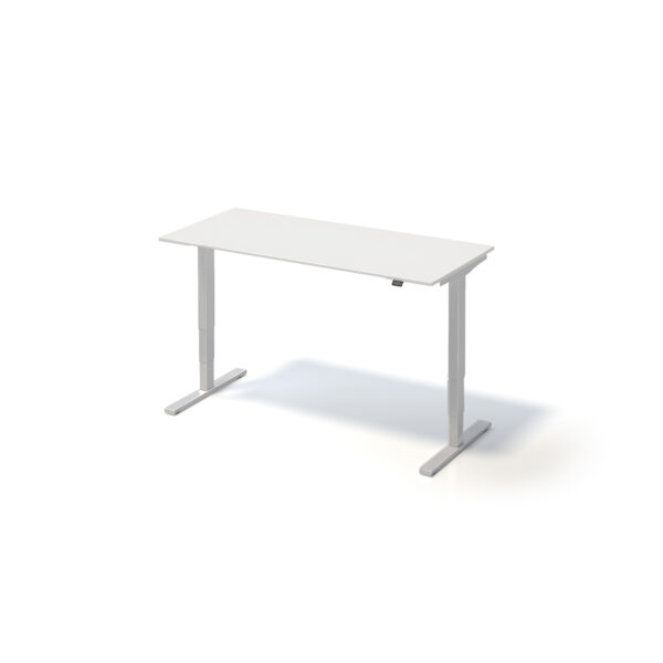 Varia Schreibtisch Single | B 1400 | Gestell Silber | Platte Weiß
