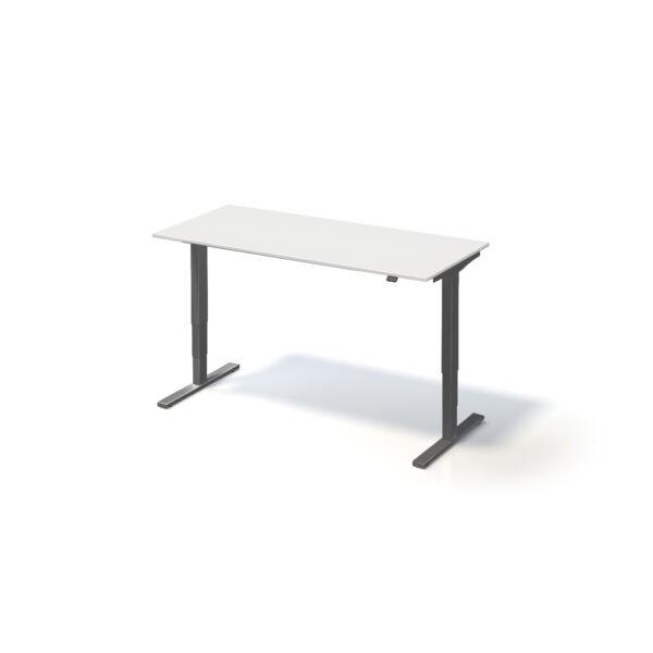 Varia Schreibtisch Single | B 1600 | Gestell Schwarz | Platte Weiß