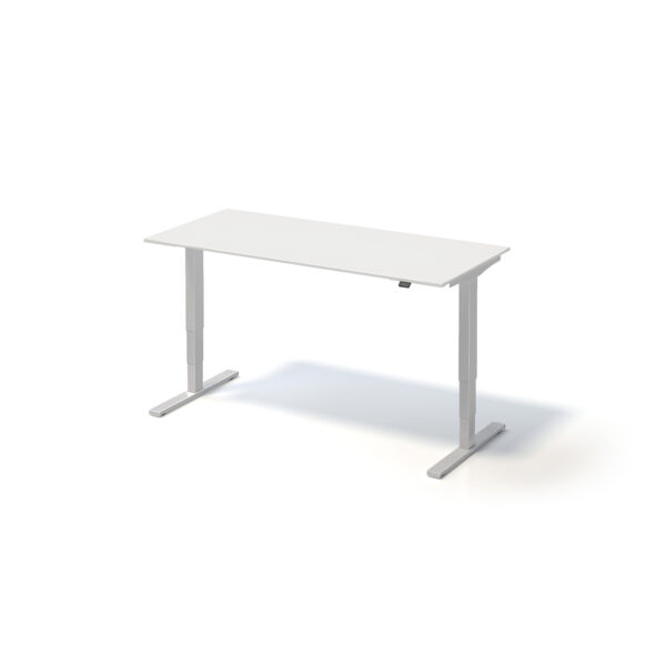 Varia Schreibtisch Single | B 1800 | Gestell Silber | Platte Weiß