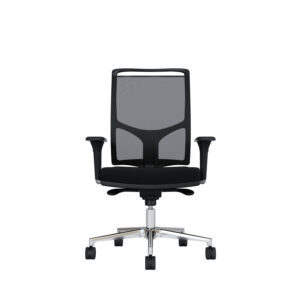 Bürodrehstuhl Zed | Schwarzes Kunststoff | 4D Armlehnen | Fußkreuz und Armlehnen aus Aluminium