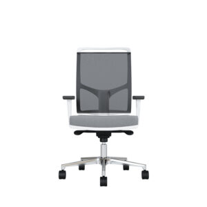 Bürodrehstuhl Zed | Weißes Kunststoff | 4D Armlehnen | Fußkreuz und Armlehnen aus Aluminium