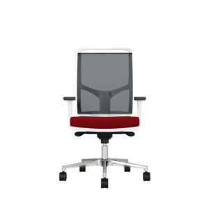 Bürodrehstuhl Zed | Weißes Kunststoff | 4D Armlehnen | Fußkreuz und Armlehnen aus Aluminium