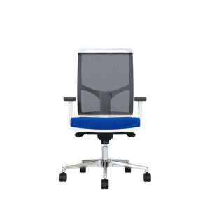 Bürodrehstuhl Zed | Weißes Kunststoff | 4D Armlehnen | Fußkreuz und Armlehnen aus Aluminium