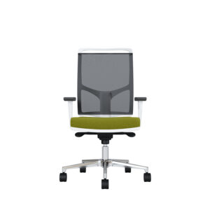 Bürodrehstuhl Zed | Weißes Kunststoff | 4D Armlehnen | Fußkreuz und Armlehnen aus Aluminium