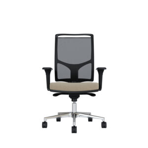 Bürodrehstuhl Zed | Schwarzes Kunststoff | Höhenverstellbare Armlehnen | Fußkreuz und Armlehnen aus Aluminium