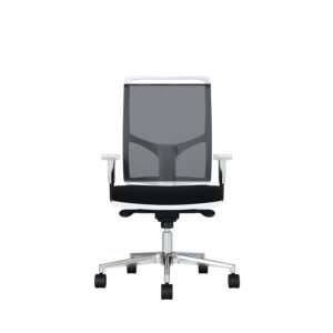 Bürodrehstuhl Zed | Weißes Kunststoff | Höhenverstellbare Armlehnen | Fußkreuz und Armlehnen aus Aluminium