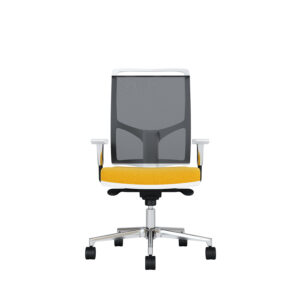 Bürodrehstuhl Zed | Weißes Kunststoff | Höhenverstellbare Armlehnen | Fußkreuz und Armlehnen aus Aluminium