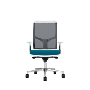 Bürodrehstuhl Zed | Weißes Kunststoff | Höhenverstellbare Armlehnen | Fußkreuz und Armlehnen aus Aluminium