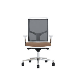 Bürodrehstuhl Zed | Weißes Kunststoff | Höhenverstellbare Armlehnen | Fußkreuz und Armlehnen aus Aluminium