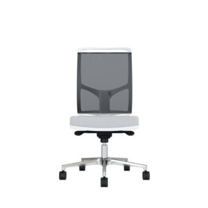 Bürodrehstuhl Zed | Weißes Kunststoff | Ohne Armlehnen | Fußkreuz aus Aluminium