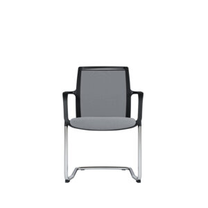 Besucherstuhl Zed | Verchromtes Freischwingergestell | Schwarzer Kunststoff