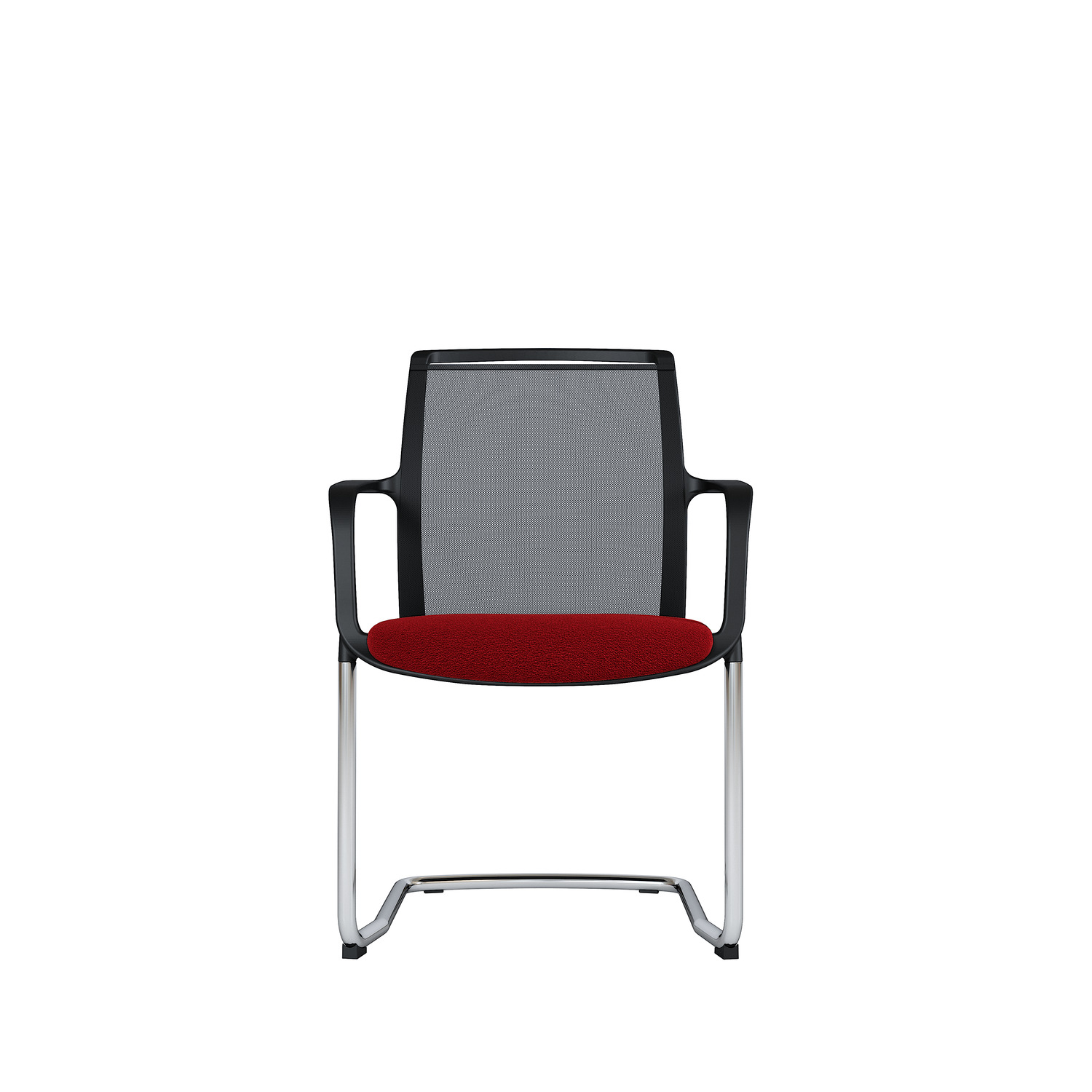 Besucherstuhl Zed | Verchromtes Freischwingergestell | Schwarzer Kunststoff