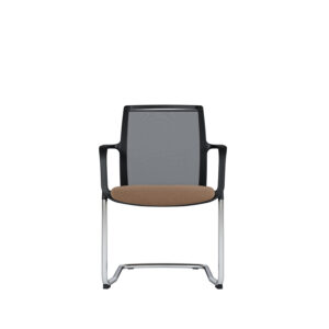 Besucherstuhl Zed | Verchromtes Freischwingergestell | Schwarzer Kunststoff