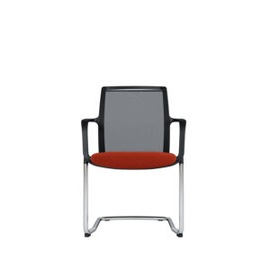 Besucherstuhl Zed | Verchromtes Freischwingergestell | Schwarzer Kunststoff