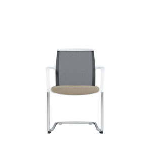 Besucherstuhl Zed | Verchromtes Freischwingergestell | Weißer Kunststoff